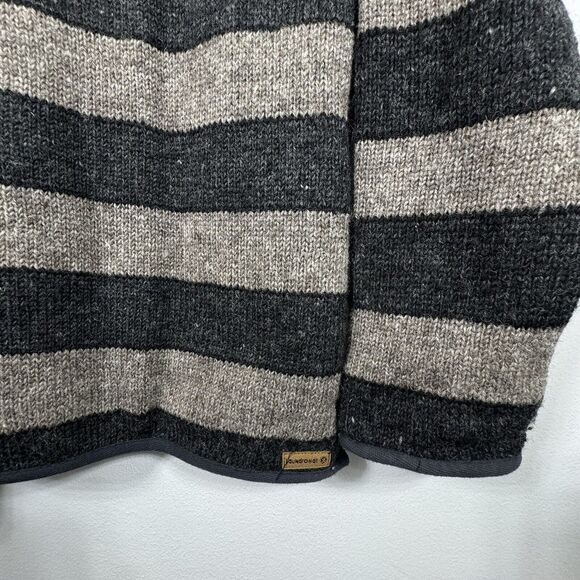LAUNDROMAT Handcrafted Gray & Red Striped 100% Wool 1/4-Zip Pullover Sweater M - Picture 2 of 7